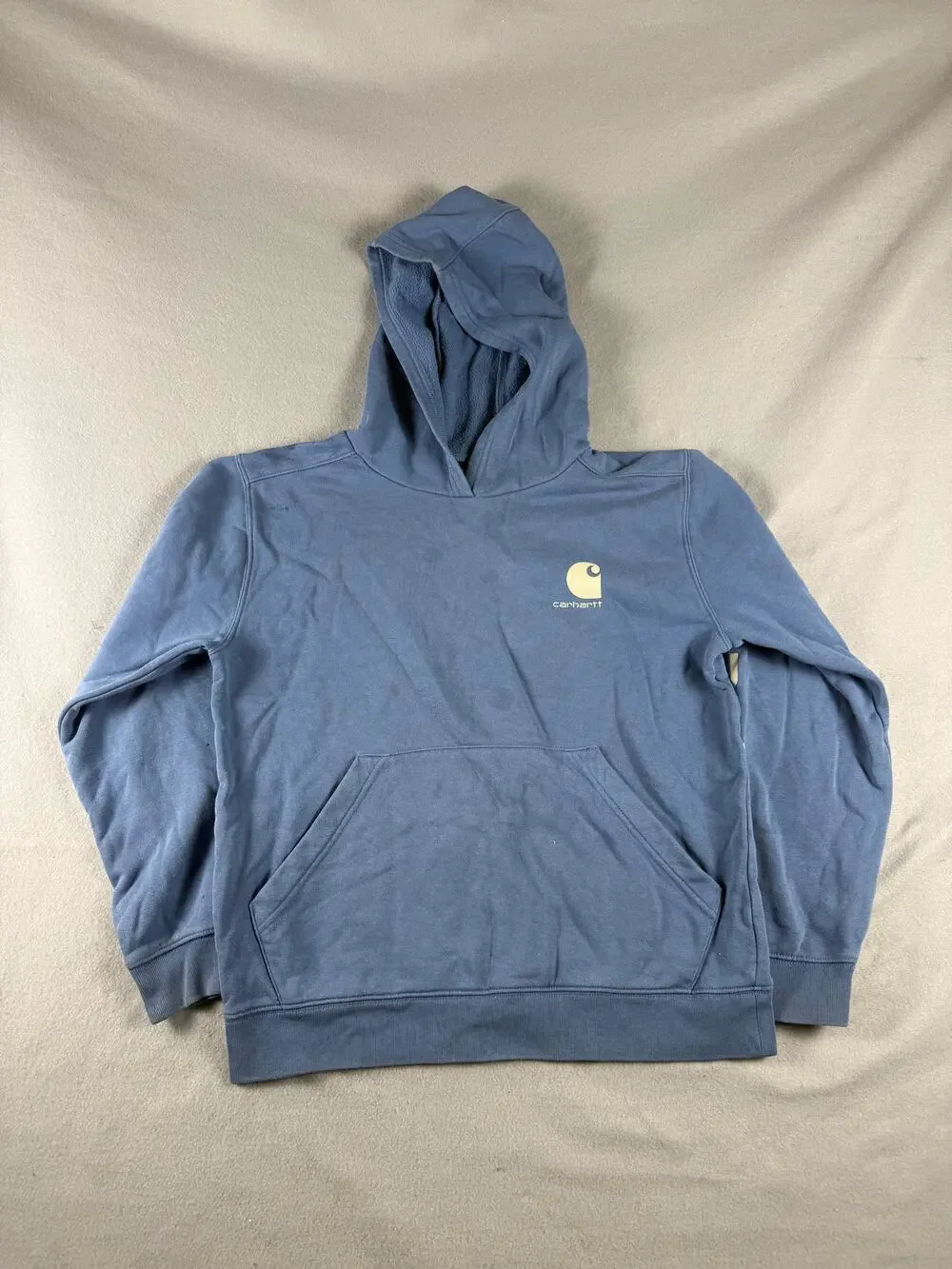 Carhartt Hoodie Youth 14-16 Blue Fleece Lined Logo Sweatshirt Sports Streetwear
